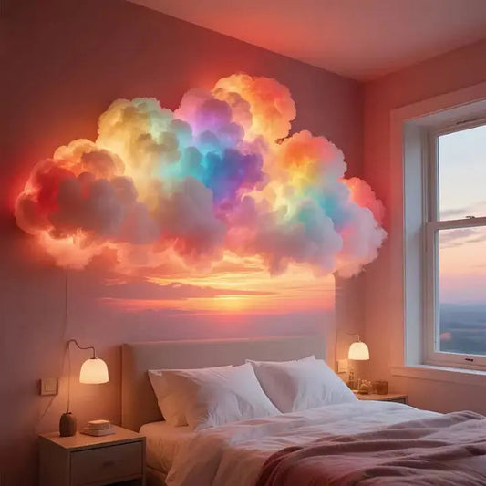 LED-Wolken-Wandleuchte im Schlafzimmer