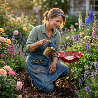 PetalHaven™ Mohnblume-Vogeltränke – Handgefertigt für Garten & Terrasse