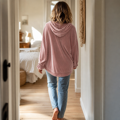 Samt-Hoodie mit Rüschenmanschette & Zipfelsaum | Wearbella