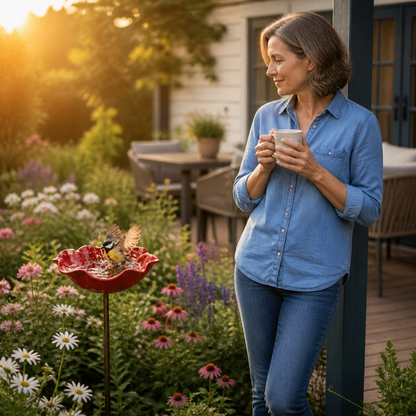 PetalHaven™ Mohnblume-Vogeltränke – Handgefertigt für Garten & Terrasse