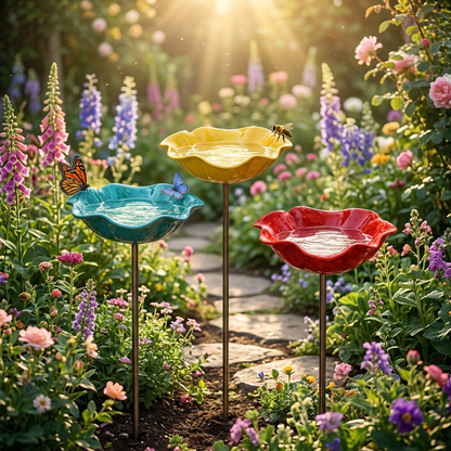 PetalHaven™ Mohnblume-Vogeltränke – Handgefertigt für Garten & Terrasse