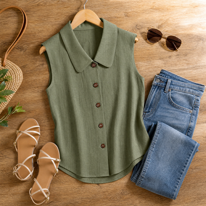 Elegante Sommerbluse ohne Ärmel – Kühl tragen, ohne die Oberarme zu zeigen