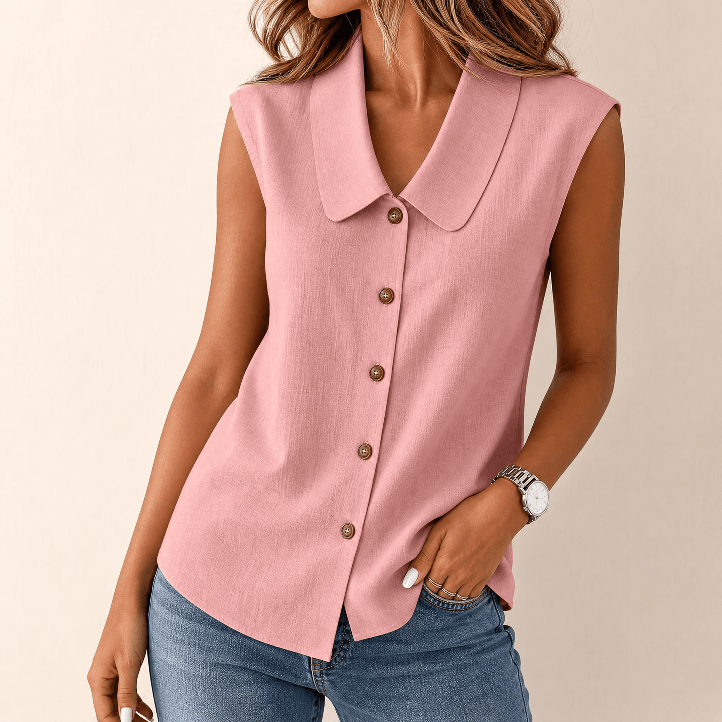 Elegante Sommerbluse ohne Ärmel – Kühl tragen, ohne die Oberarme zu zeigen