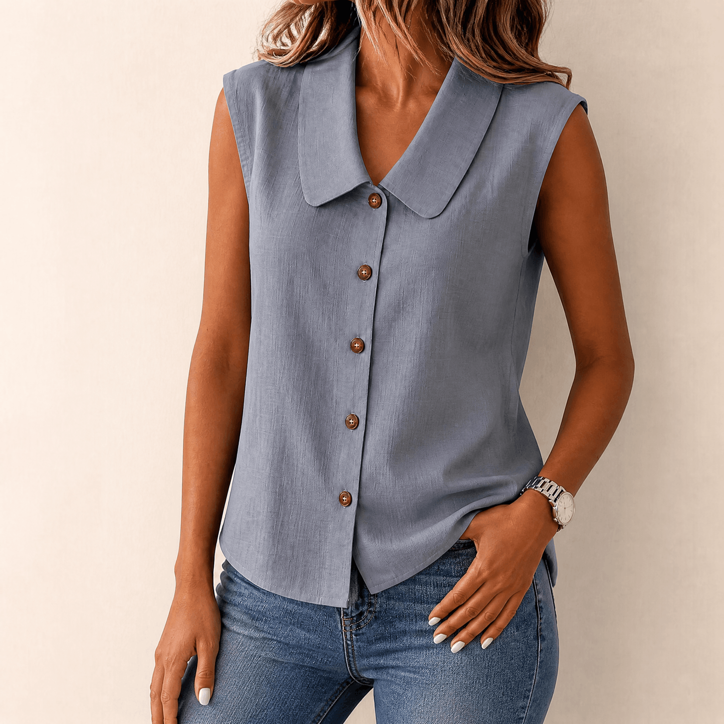 Elegante Sommerbluse ohne Ärmel – Kühl tragen, ohne die Oberarme zu zeigen