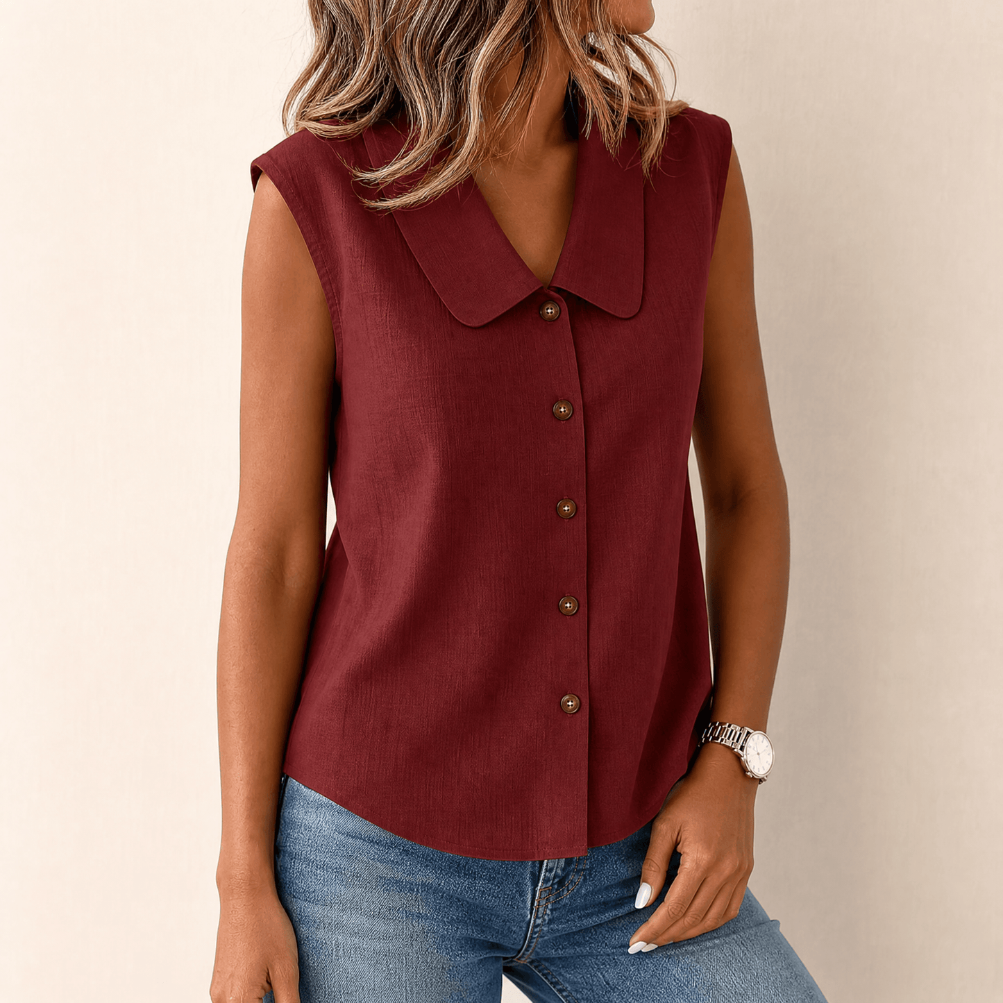 Elegante Sommerbluse ohne Ärmel – Kühl tragen, ohne die Oberarme zu zeigen