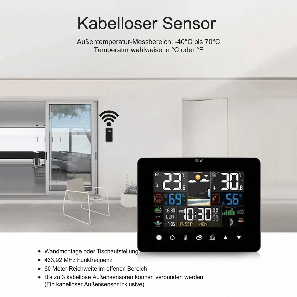 MeteoSense™ – Smarte Wetterstation mit Außensensor