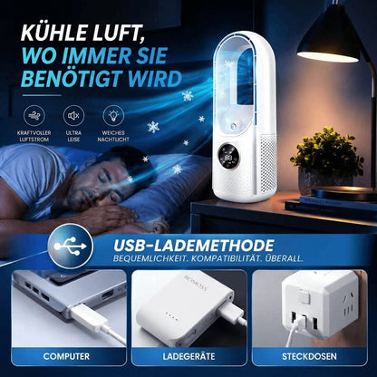 WhisperFlow™ Bladloser Turmventilator – Flüsterleise für Schreibtisch & Schlafzimmer
