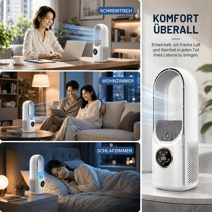 WhisperFlow™ Bladloser Turmventilator – Flüsterleise für Schreibtisch & Schlafzimmer