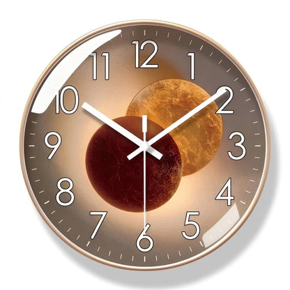 Runde Wanduhr mit dunklem Zifferblatt und 3D-Detail – Ansicht 8