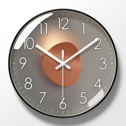 Runde Wanduhr mit dunklem Zifferblatt und 3D-Detail – Ansicht 7