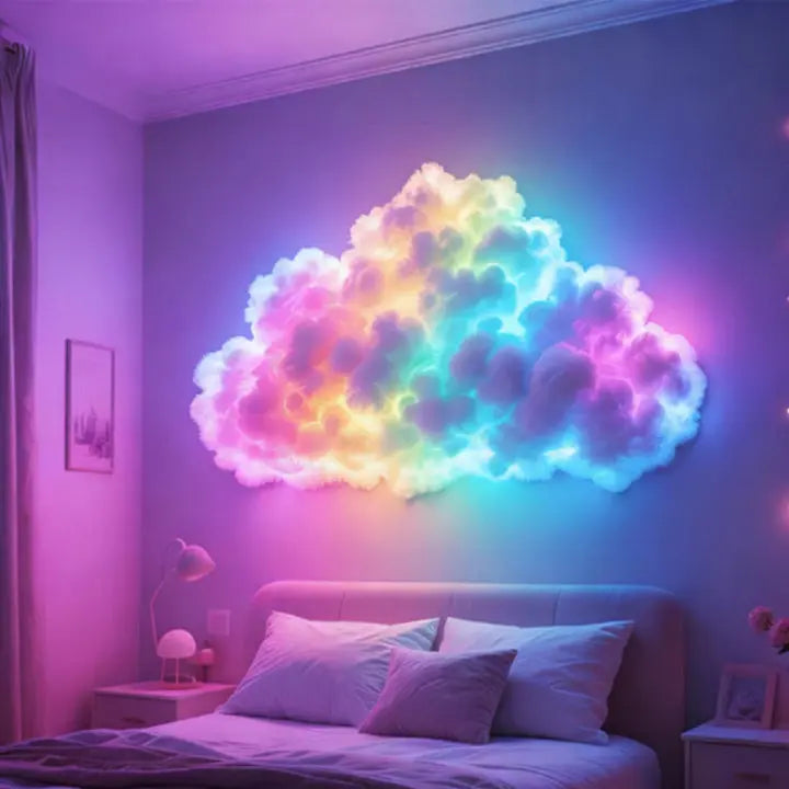 LED-Wolken-Wandleuchte über dem Bett