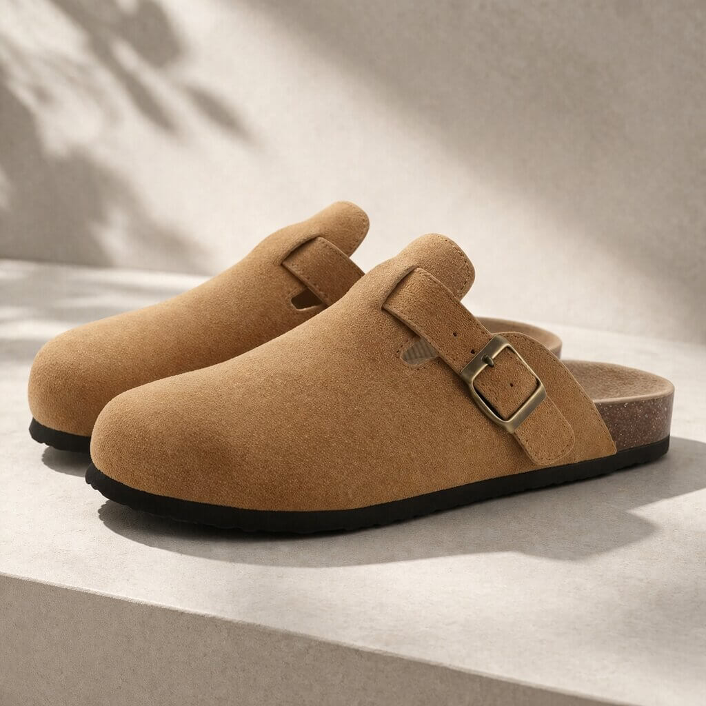 Orthopädische Hausschuhe für Damen & Herren | Clogs aus Wildleder | Pantoletten | Suedara