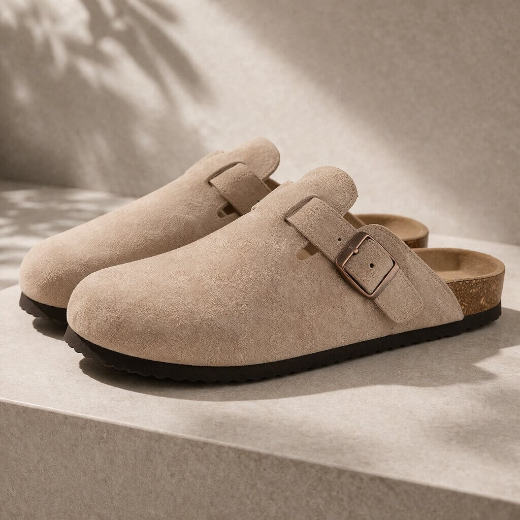 Orthopädische Hausschuhe für Damen & Herren | Clogs aus Wildleder | Pantoletten | Suedara