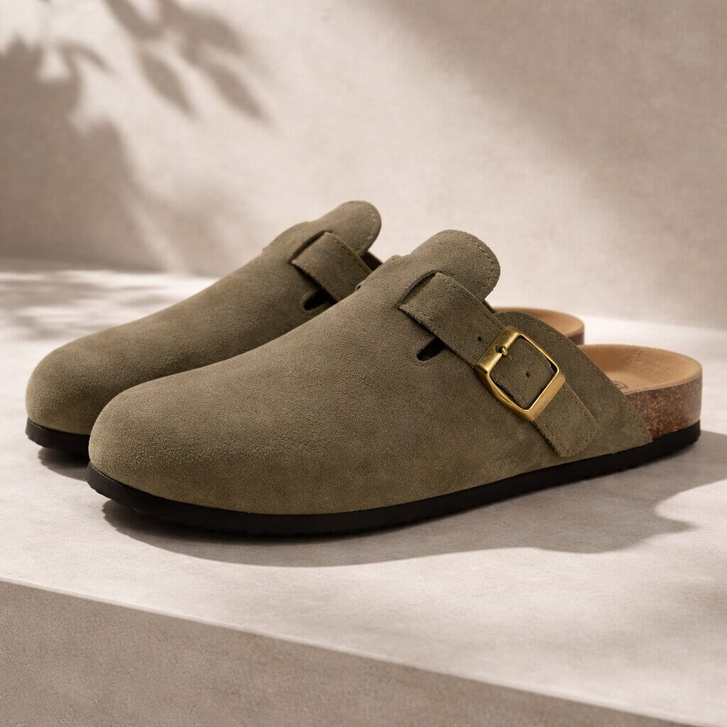 Orthopädische Hausschuhe für Damen & Herren | Clogs aus Wildleder | Pantoletten | Suedara