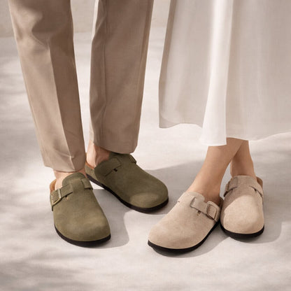 Orthopädische Hausschuhe für Damen & Herren | Clogs aus Wildleder | Pantoletten | Suedara
