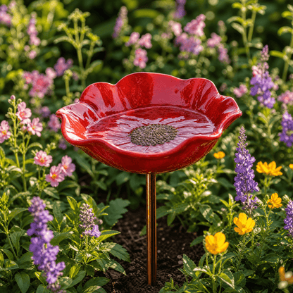 PetalHaven™ Mohnblume-Vogeltränke – Handgefertigt für Garten & Terrasse
