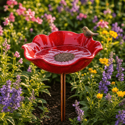 PetalHaven™ Mohnblume-Vogeltränke – Handgefertigt für Garten & Terrasse