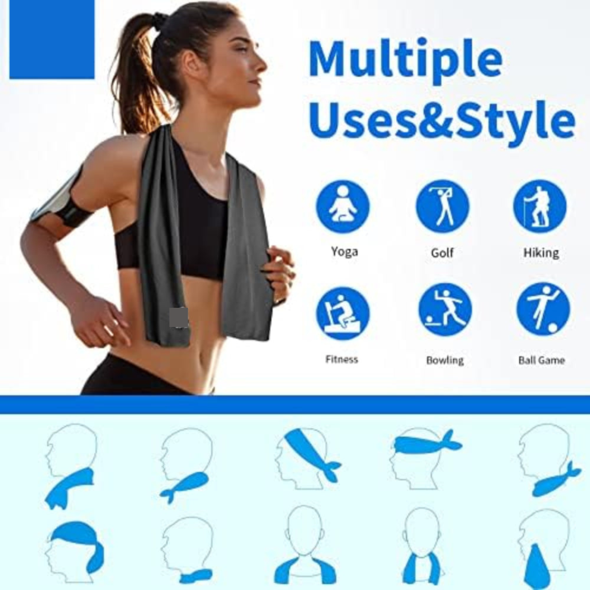 Kühlhandtücher 4er-Set aus Mikrofaser für Sport