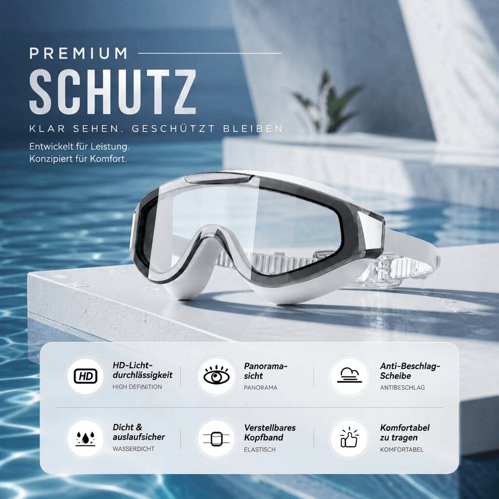 Schwimmbrille Anti Beschlag für Erwachsene & Kinder | HD Schwimmbrille mit klaren Gläsern | Nebelklar