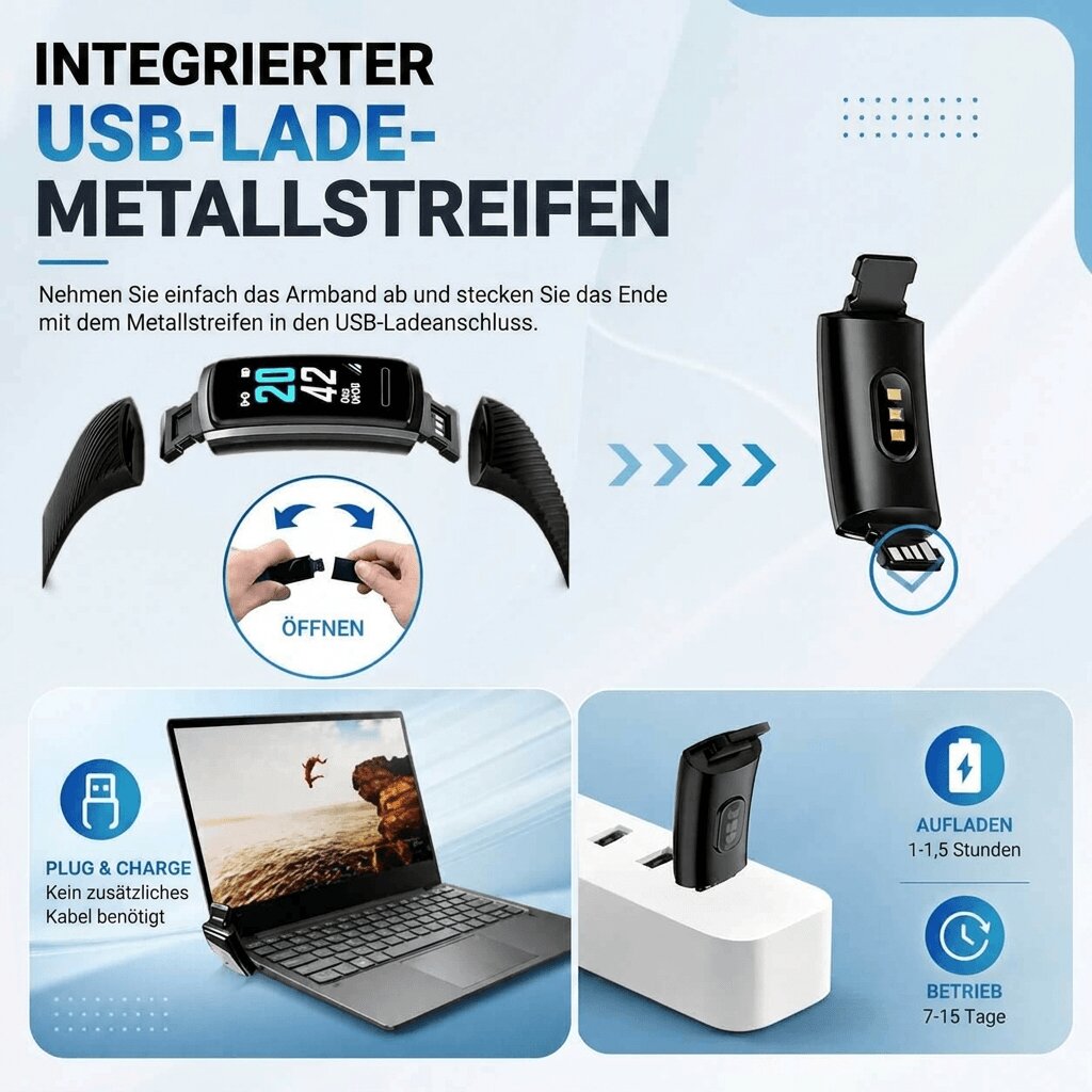 Senior Smartwatch mit Gesundheitsfunktionen | Fitness Tracker Uhr mit großer Anzeige | HerzWacht™
