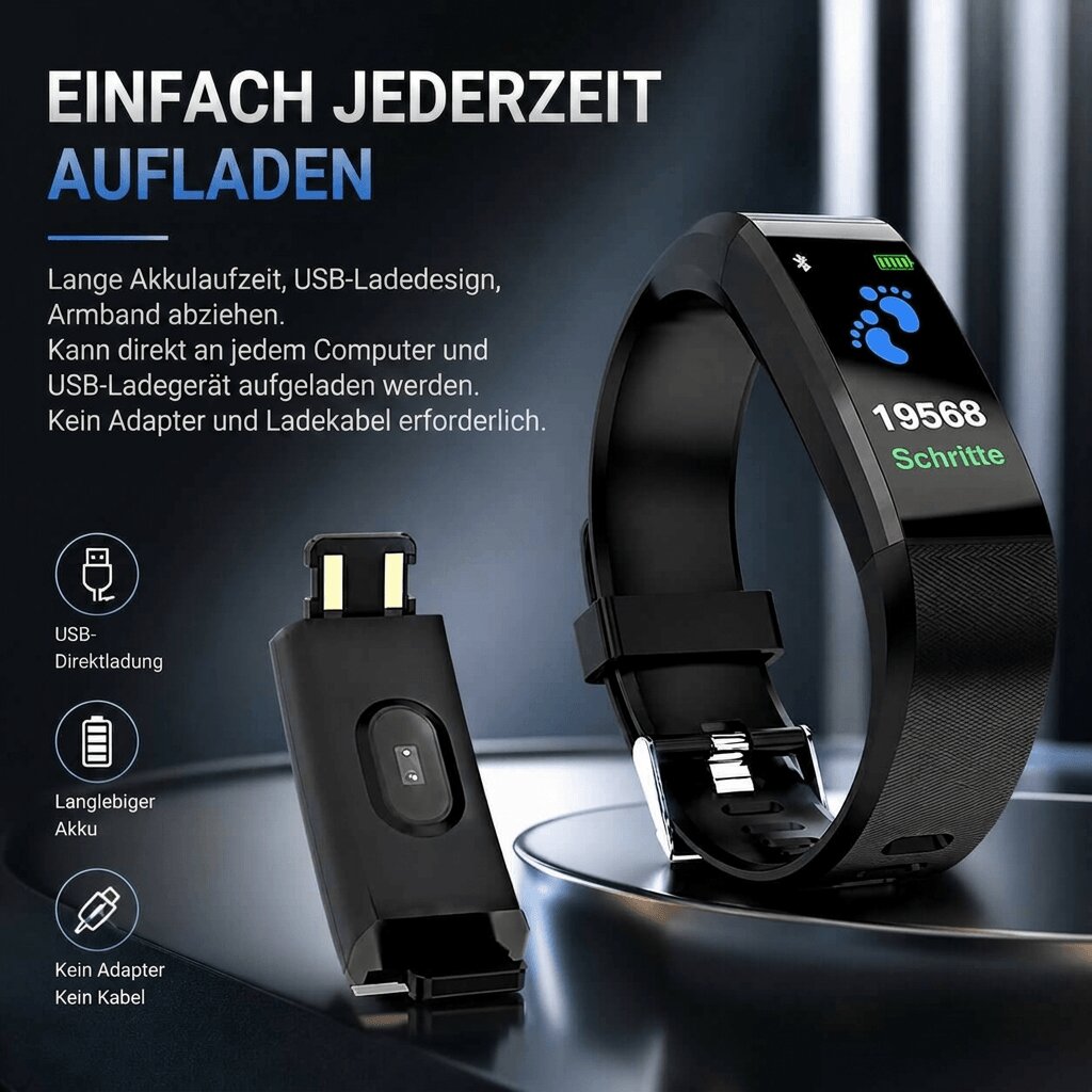 Senior Smartwatch mit Gesundheitsfunktionen | Fitness Tracker Uhr mit großer Anzeige | HerzWacht™