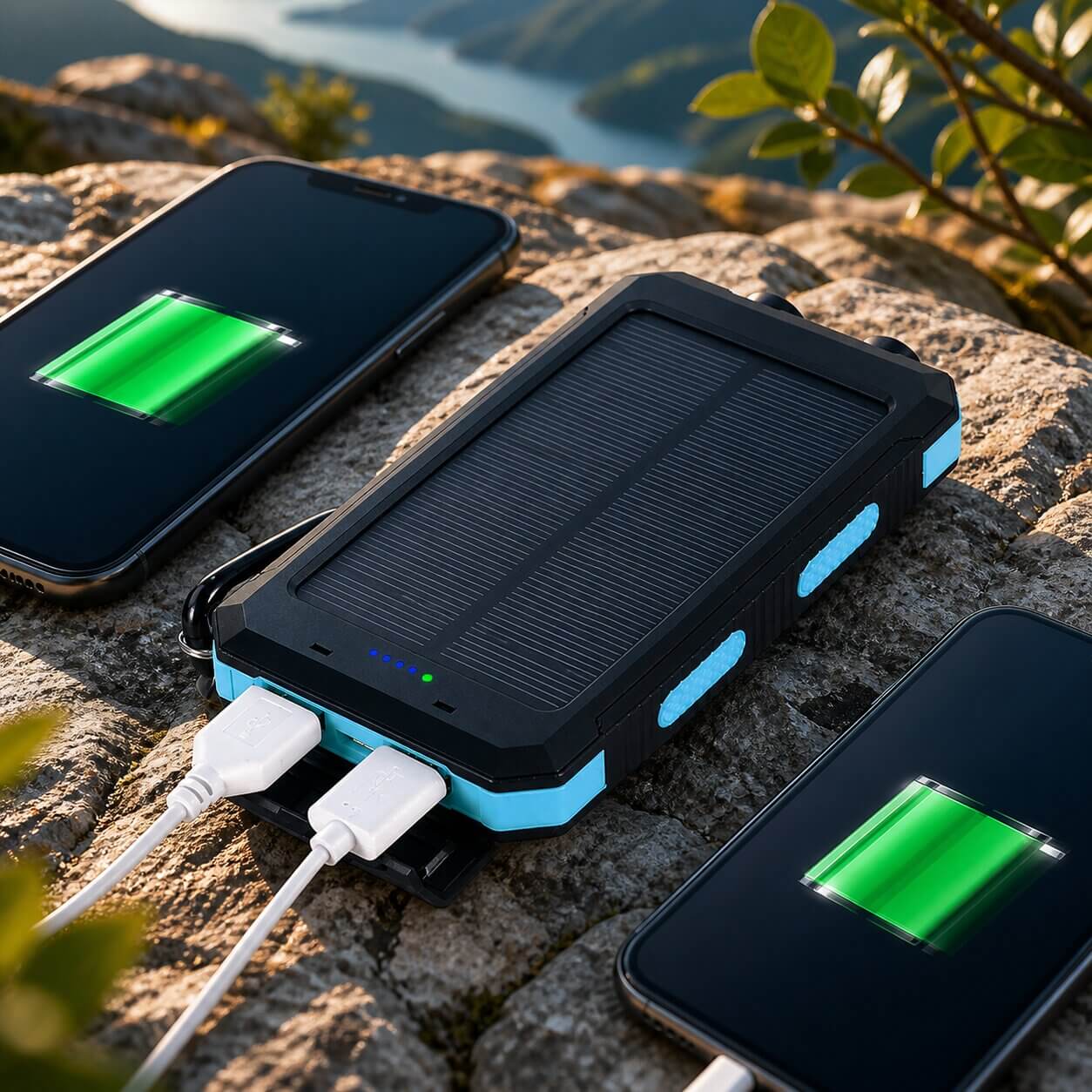 Solar Powerbank | Wasserdichte Powerbank mit LED Taschenlampe | Sonnenquelle