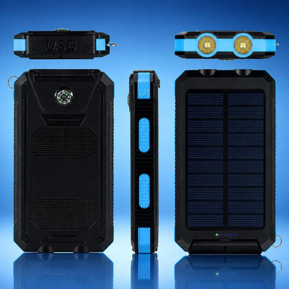 Solar Powerbank | Wasserdichte Powerbank mit LED Taschenlampe | Sonnenquelle