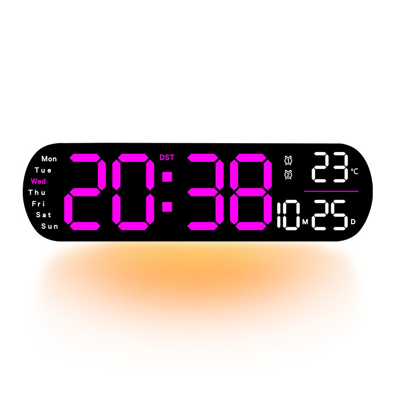 LED-Digital-Wanduhr Rosa