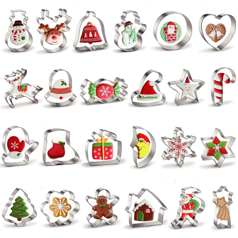 Weihnachts-Plätzchen-Set mit 24 Ausstechformen aus Edelstahl
