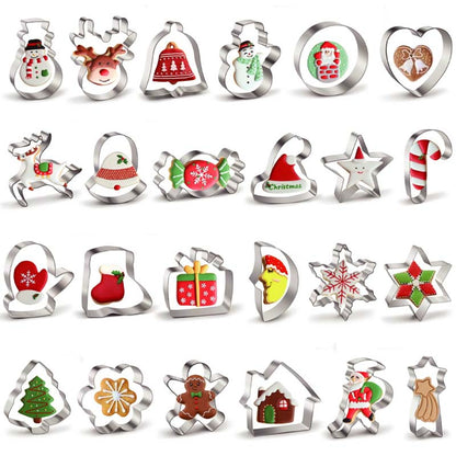 Weihnachts-Plätzchen-Set mit 24 Ausstechformen aus Edelstahl