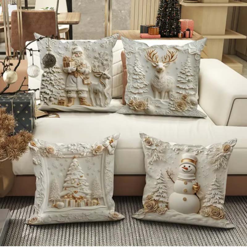 Weihnachts-Kissenbezüge im Wohnzimmer