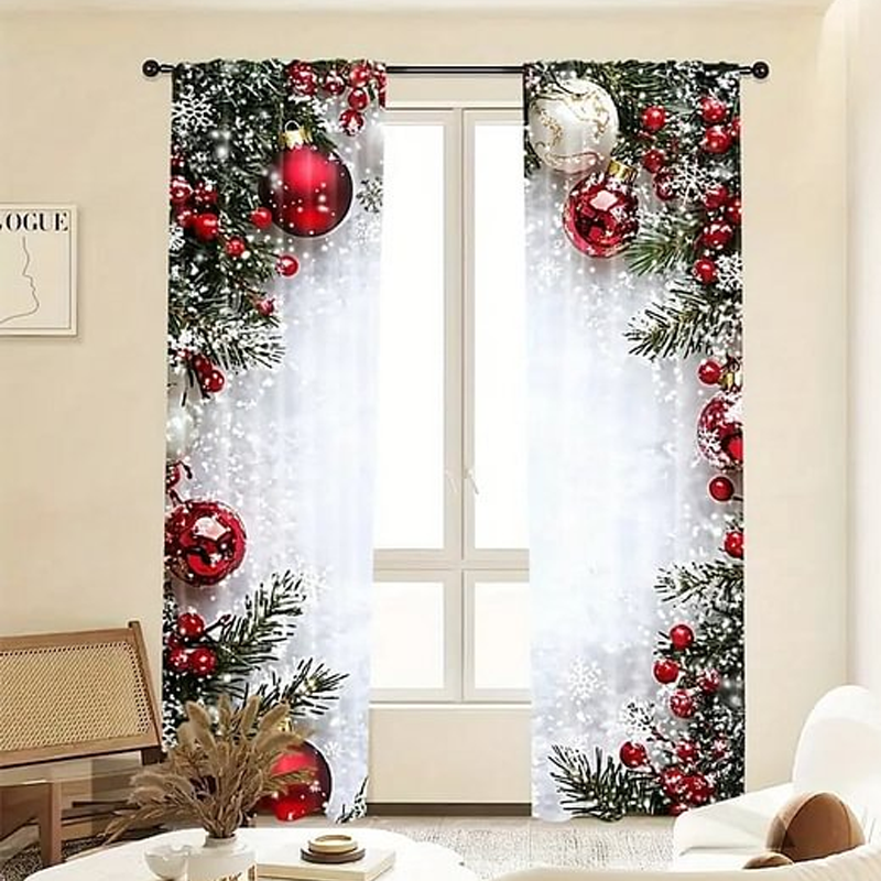 Weihnachtsvorhang im Wohnzimmer