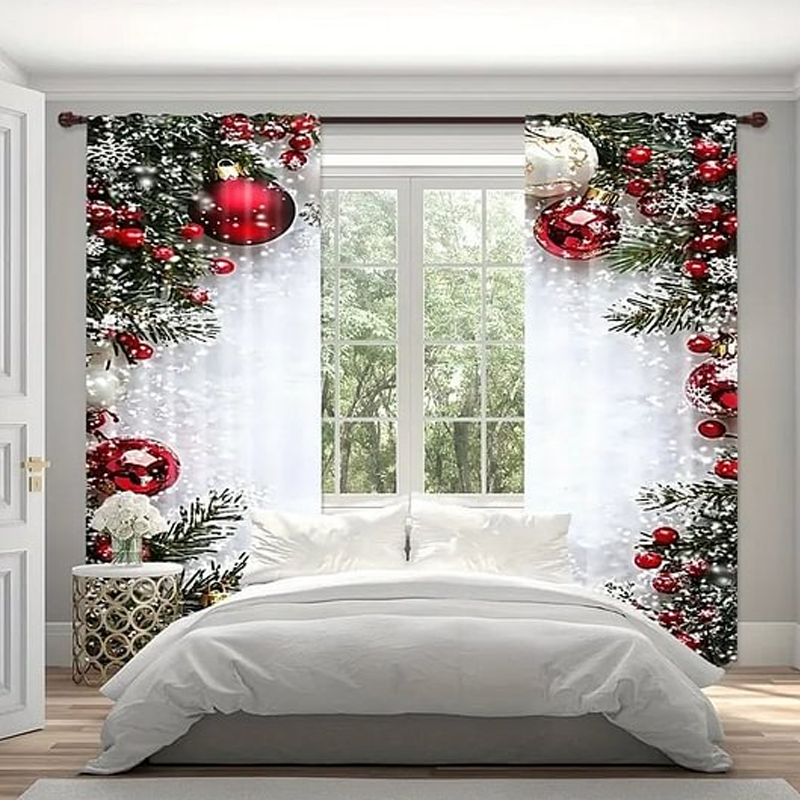 Weihnachtsvorhang im Schlafzimmer