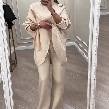 Rozela's Elegantes Zweiteiler-Strickset für Damen – Oversized & Komfort Chic