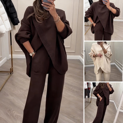 Rozela's Elegantes Zweiteiler-Strickset für Damen – Oversized & Komfort Chic