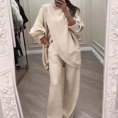 Rozela's Elegantes Zweiteiler-Strickset für Damen – Oversized & Komfort Chic
