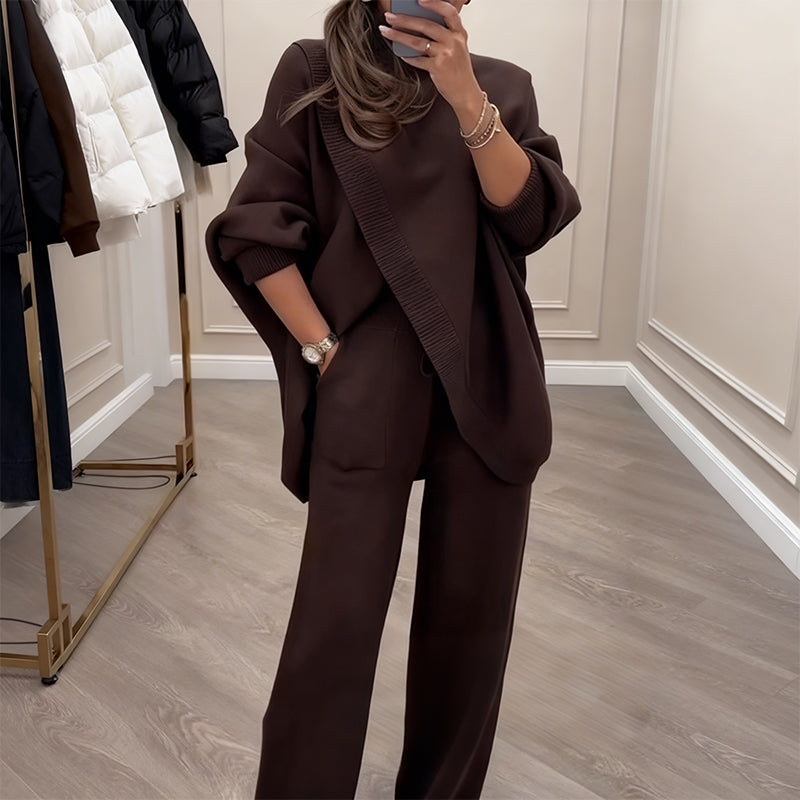 Rozela's Elegantes Zweiteiler-Strickset für Damen – Oversized & Komfort Chic