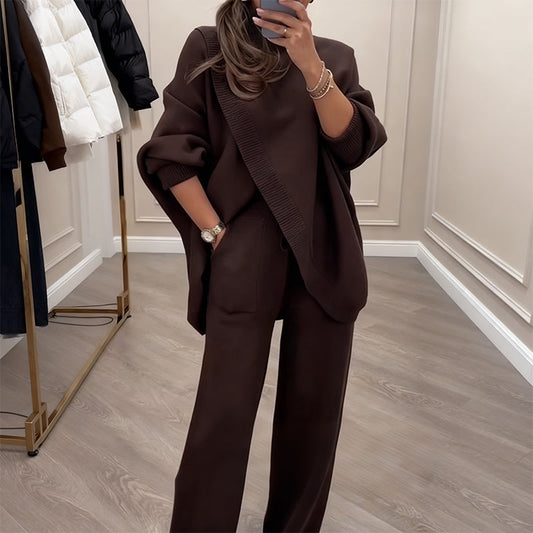 Rozela's Elegantes Zweiteiler-Strickset für Damen – Oversized & Komfort Chic