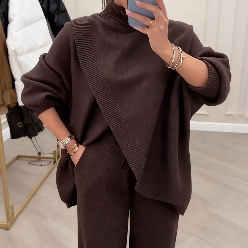 Rozela's Elegantes Zweiteiler-Strickset für Damen – Oversized & Komfort Chic