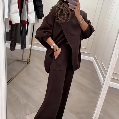 Rozela's Elegantes Zweiteiler-Strickset für Damen – Oversized & Komfort Chic