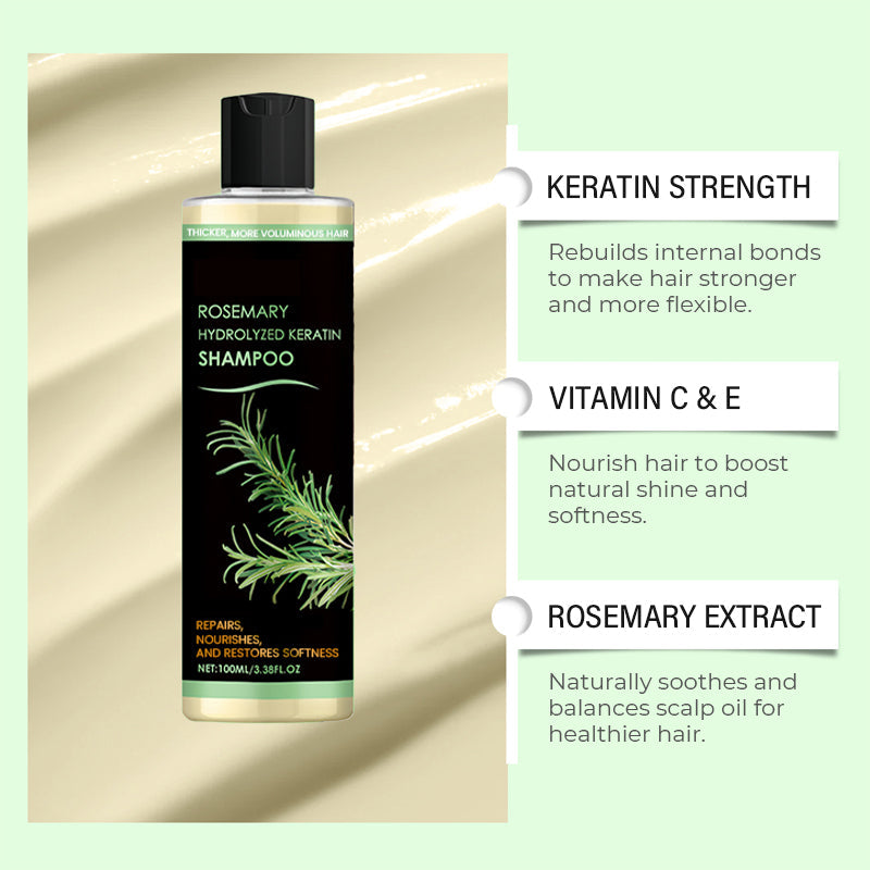 Natürlich kräftigeres Haar von der Wurzel an | Rosmarin Hydrolysiertes Keratin Shampoo