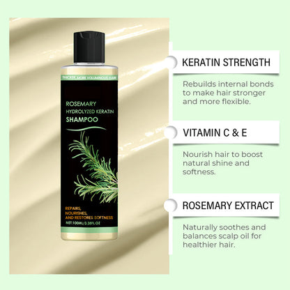 Natürlich kräftigeres Haar von der Wurzel an | Rosmarin Hydrolysiertes Keratin Shampoo