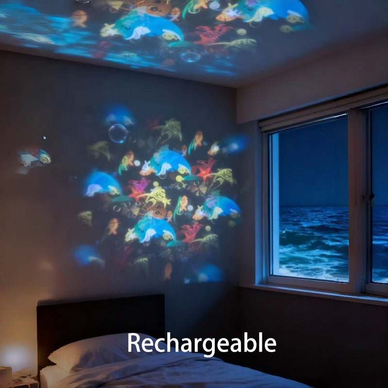 OceanGlow™ | Projektor Lampe – Rotierende Wellen, LED Nachtlicht & USB