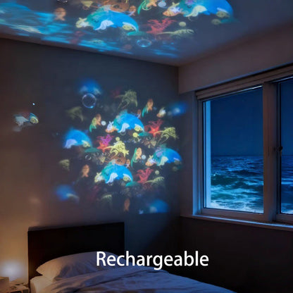 OceanGlow™ | Projektor Lampe – Rotierende Wellen, LED Nachtlicht & USB