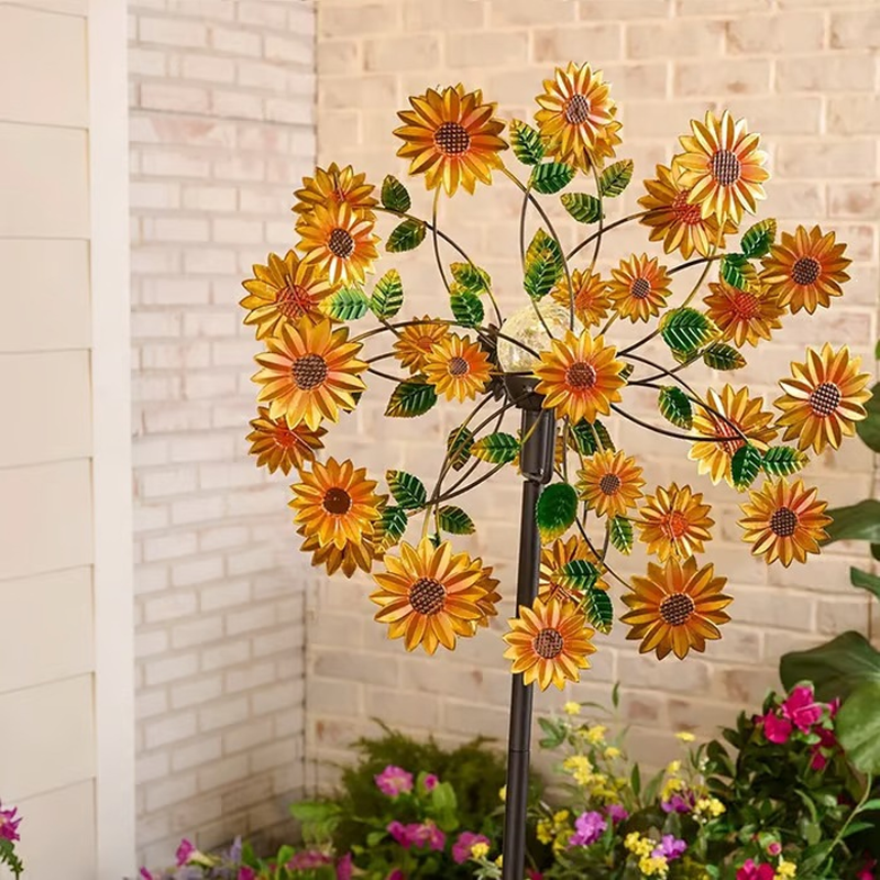 SolarSpin™ | Garten Windspiel – Kinetische Solar Deko mit Farbspiel & stabilem Erdspieß