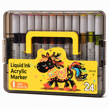 Acrylmarker Schwarz, 24 Farben