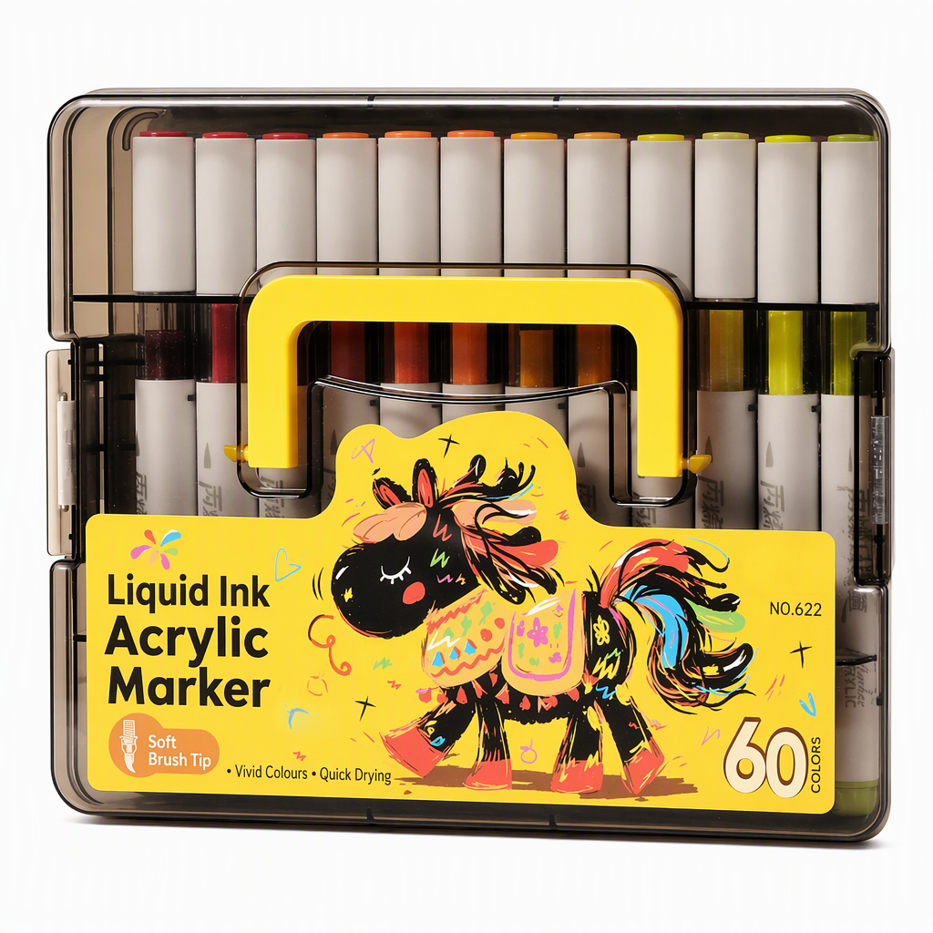 Acrylmarker Schwarz, 60 Farben