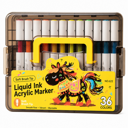 Acrylmarker Schwarz, 36 Farben