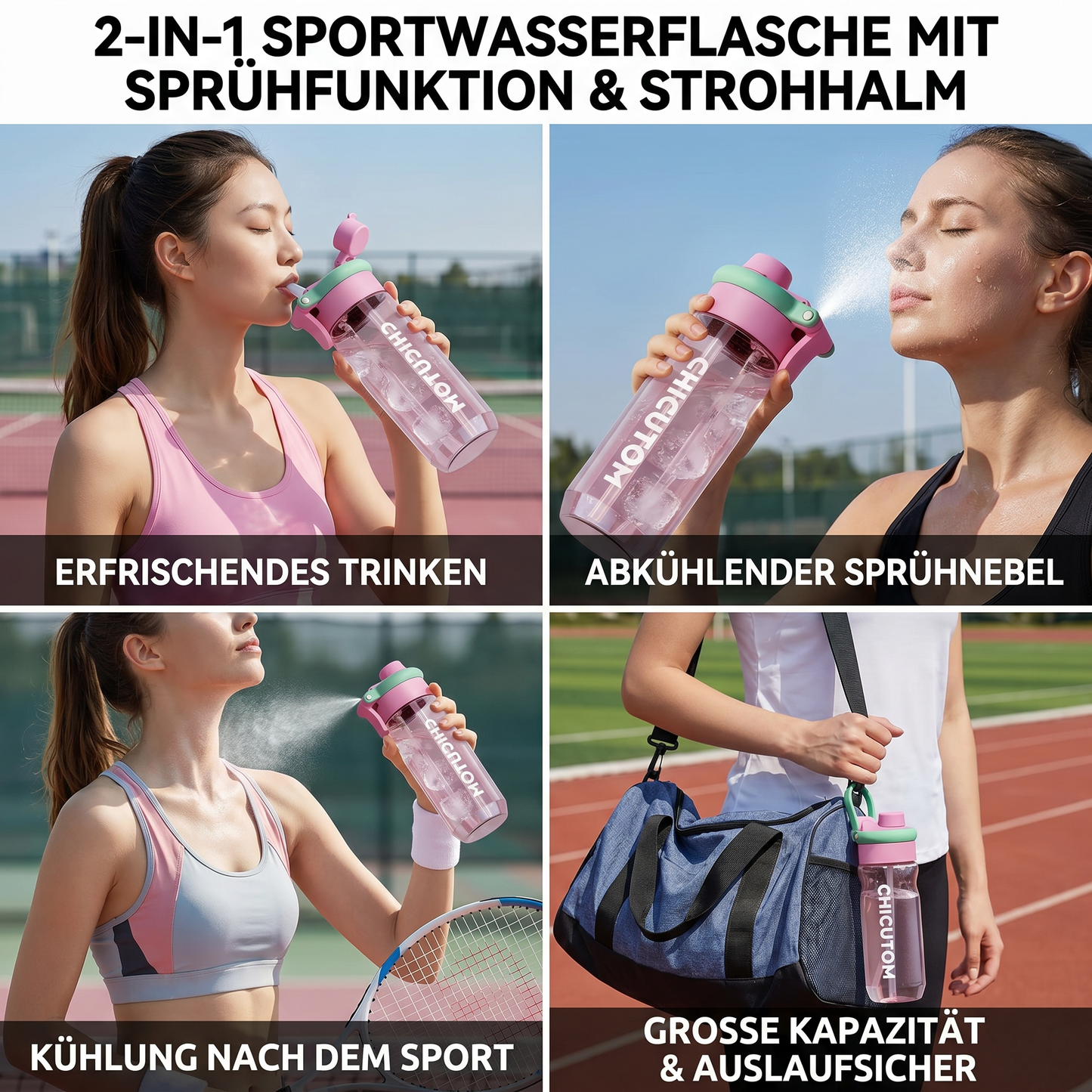 HydroSpritz™ 2-in-1 Sport-Trinkflasche – Trinken & Abkühlen in einem