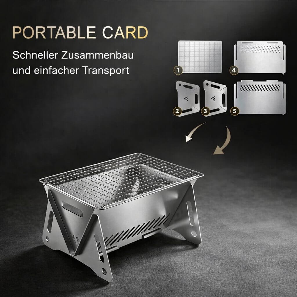 GrillCard™ | Spontan grillen überall – klappt auf wie eine Karte | Heute 50% Rabatt